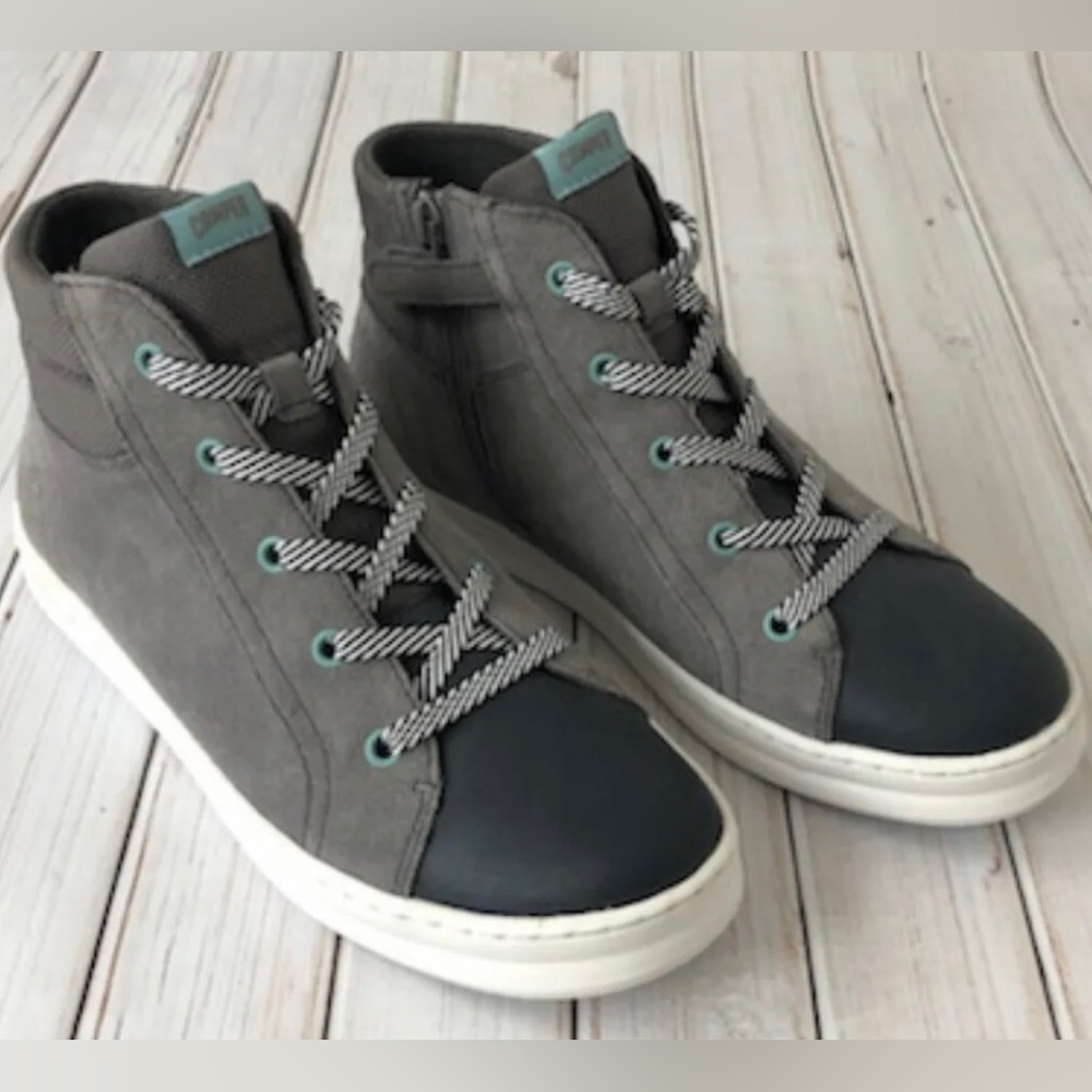 Camper Kids Gray Suede Zip-up High-Top Sneakers - 37 (US 7) Unisex.